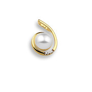 Huiscollectie 4013042 Gold pendant with pearl and diamond