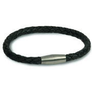 Boccia 0347-01 braided black leather bracelet