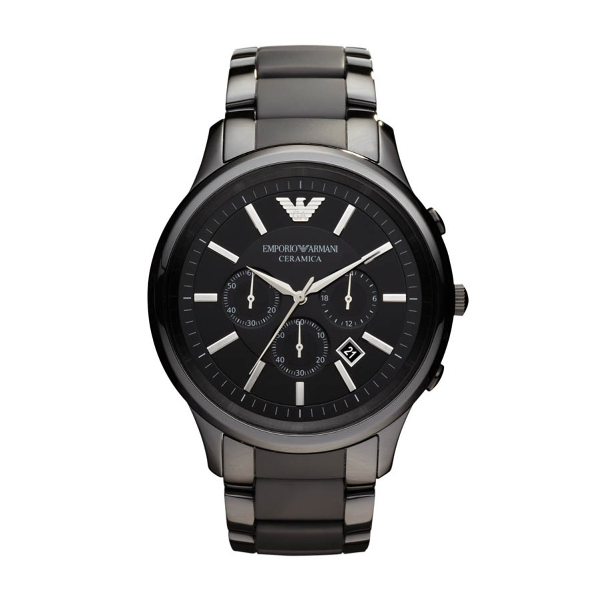 armani exchange men's black ion plated chronograph watch