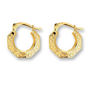 Huiscollectie 4013352 Gold earrings engraved 14.5 mm