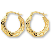 Huiscollectie 4013353 Gold earrings engraved 18.5 mm