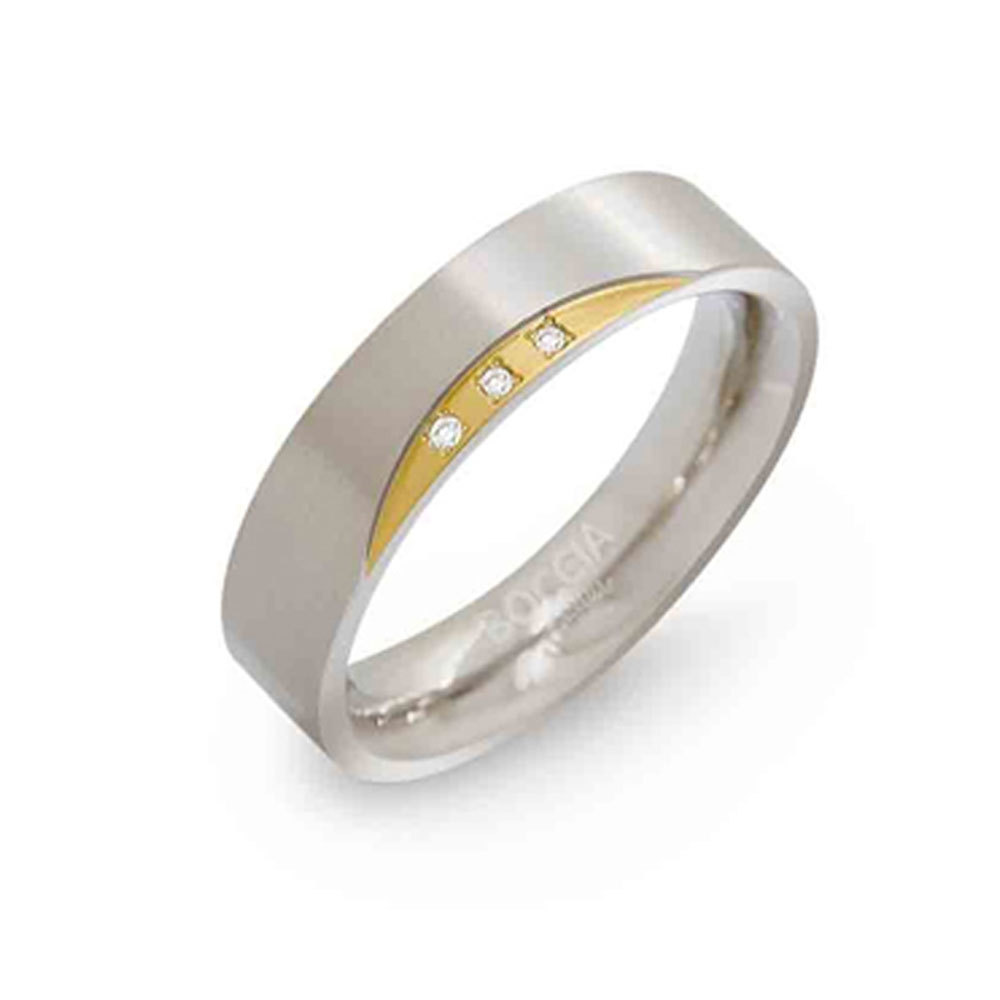 Boccia 0138 04 Bicolor titanium ring with diamonds