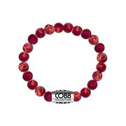 CO88 Bracelet with logobead steel/sediment/red, stretch/all-size 8CB-17027