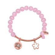 CO88 Bracelet with charms bar/flower/open flower ros/pink 8CB-50002