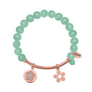 CO88 Bracelet with charms bar/flower/open flower rose/mint green 8CB-50003