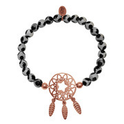 CO88 Stretch bracelet with dream catcher steel/agate black/ros one-size 8CB-80025