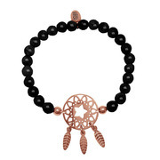 CO88 Stretch bracelet with dreamcatcher steel/agate rose/black one-size 8CB-80032