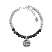 CO88 Collection 8CB-14016 - Bracelet with charm - steel 6 mm - CO88 logo - length 17 + 5 cm - black / silver colored