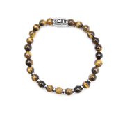 CO88 Collection 8CB-90026 - Natural stone bracelet - Tiger eye 6 mm - size l - brown