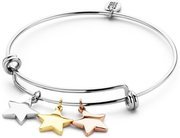 CO88 Collection 8CB-90087 - Steel bangle with charms - stars - one-size - silver colored