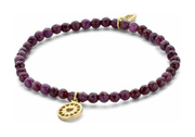 CO88 Collection 8CB-90157 - Natural stone bracelet with pendant - heart - 4 mm Jade - one-size - purple