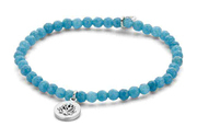 CO88 Collection 8CB-90167 - Natural stone bracelet with pendant - lotus - 4 mm Jade - one-size - blue