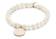 CO88 Collection 8CB-90179 Natural stone bracelet with charm - X-heart - pearl 6 mm - one-size - white