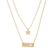 CO88 Necklace Duo Plate/Star steel/gold colored 46 cm 8CN-20019