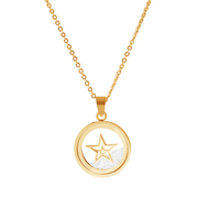 CO88 Collection 8CN-26009 - Steel necklace with pendant - star and zirconia in glass - pendant 17 mm - necklace 38+5 cm - yellow gold colored