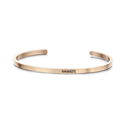 Key Moments 8KM-B00021 Steel open bangle with text namaste zirconia one-size rose colored