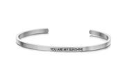 Key Moments 8KM-B00047 Steel open bangle with text you are my sunshine zirconia one-size gold colored