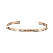 Key Moments 8KM-B00084 Steel open bangle with text impossible is just an option zirconia one-size rose colored