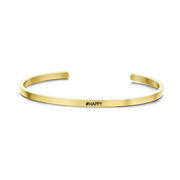 Key Moments 8KM-B00164 Steel open bangle with text #happy zirconia one-size gold colored