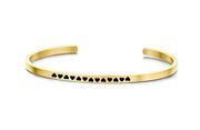 Key Moments 8KM-B00392 Steel open bangle with text hearts zirconia one-size gold colored