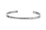 Key Moments 8KM-B00394 Steel open bangle with text stars zirconia one-size silver colored