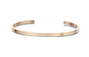 Key Moments 8KM-B00458 Steel open bangle with text love is all you need zirconia one-size rose colored