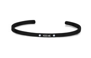 Key Moments 8KM-B00473 Steel open bangle with text * love you more * zirconia one-size black