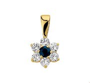 Home Collection Pendant Yellow Gold Sapphire And Zirconia