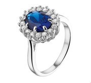 Home Collection Ring Zirconia And Synthetic Sapphire Silver Rhodium Plated