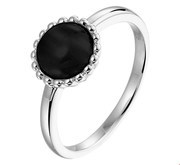 Home Collection Ring Onyx Silver Rhodium Plated