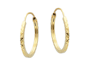 Glow Gold Earrings Wire Hoops 14 mm  x 1 mm wide 207.0004.14