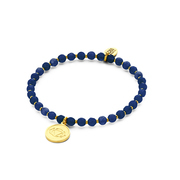 CO88 Collection Chakra 8CB 90216 Stretch Bracelet with Steel Elements - Third Eye Chakra - Jade Natural Stone 4 mm - One-size - Dark Blue