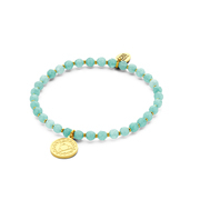 CO88 Collection Chakra 8CB 90217 Stretch Bracelet with Steel Elements - Throath Chakra - Jade Natural Stone 4 mm - One-size - Light Blue