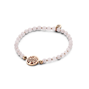 CO88 Collection Beloved 8CB 90222 Stretch Bracelet with Steel Elements - Tree of Life  12 mm - Jade Natural Stone 4 mm - One-size - Off White / Pink / Rose Colored