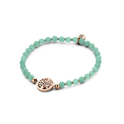 CO88 Collection Beloved 8CB 90224 Stretch Bracelet with Steel Elements - Tree of Life  12 mm - Jade Natural Stone 4 mm - One-size - Mint Green / Ros colored