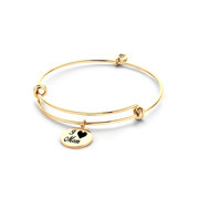 CO88 Collection Beloved 8CB 90237 Steel Bracelet with Pendants - I Heart Mom - One-size - Gold colored