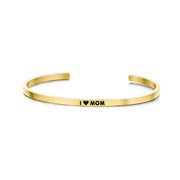 CO88 Collection Beloved 8CB 90240 Steel Open Bangle with Text - I Heart Mom - One-size - Gold colored