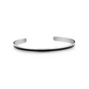 Key Moments 8KM B00532 Steel Open Bangle One-size (60 x 50 x 4 mm) Silver / Black