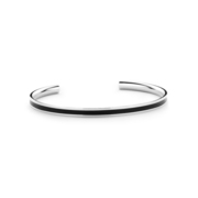 CO88 Collection Majestic 8CB 90195 Steel Open Bangle with Enamel - One-size (62x50x2 mm) - Silver / Black