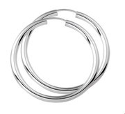 House collection Creoles Round Tube Silver Shiny 3 mm x 40 mm