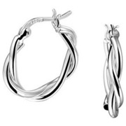 House collection Creoles Twisted Tube Silver Rhodium Plated Shiny