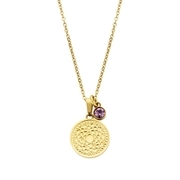 CO88 Collection Chakra 8CN 26051 Steel Necklace with Pendant - Crown Chakra and Crystal - Length 42 + 5 cm - Gold / Purple