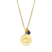 CO88 Collection Chakra 8CN 26052 Steel Necklace with Pendant - Third Eye Chakra and Crystal - Length 42 + 5 cm - Gold / Dark Blue