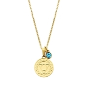 CO88 Collection Chakra 8CN 26053 Steel Necklace with Pendant - Throath Chakra and Crystal - Length 42 + 5 cm - Gold / Blue