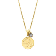 CO88 Collection Zodiac 8CN 26074 Steel Necklace with Pendant - Constellation Aquarius - Length 42 + 5 cm - Gold colored