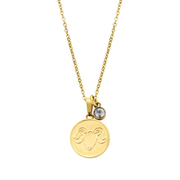 CO88 Collection Zodiac 8CN 26076 Steel Necklace with Pendant - Zodiac sign Aries - Length 42 + 5 cm - Gold colored