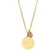 CO88 Collection Zodiac 8CN 26077 Steel Necklace with Pendant - Constellation Taurus - Length 42 + 5 cm - Gold colored