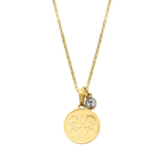 CO88 Collection Zodiac 8CN 26078 Steel Necklace with Pendant - Constellation Gemini - Length 42 + 5 cm - Gold colored