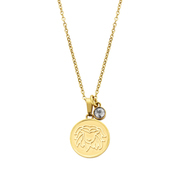 CO88 Collection Zodiac 8CN 26080 Steel Necklace with Pendant - Constellation Leo - Length 42 + 5 cm - Gold colored