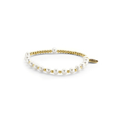 CO88 Collection Elemental 8CB 90313 Stretch Bracelet with Pearls and Steel Beads - One Size - Gold